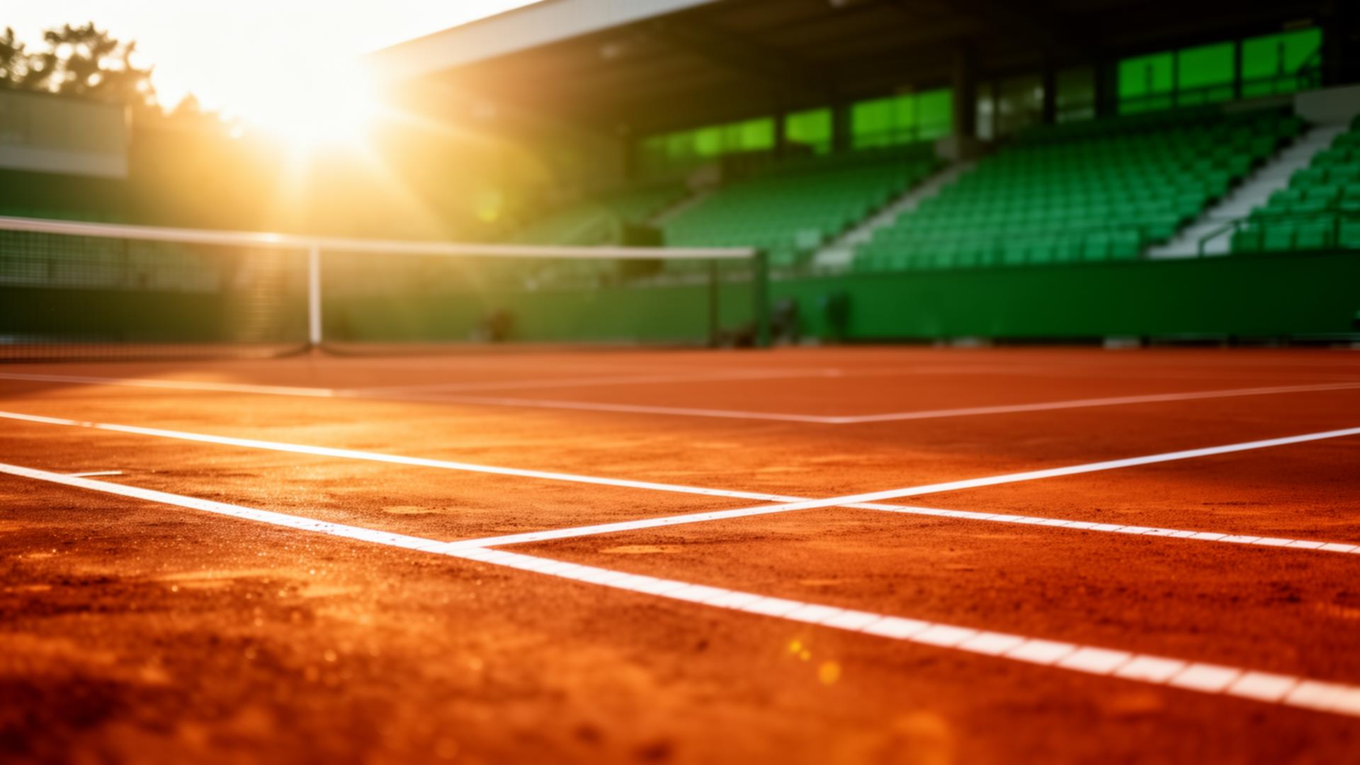 Tennis court at golden hour